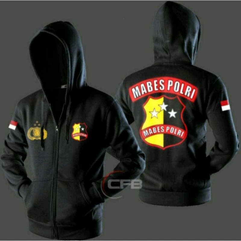 Jaket Hoodie zipper mabes polri / jaket sweater resleting mabes polri exlusive jaket keren terbaru