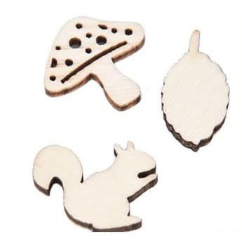 Wooden Mushroom Leaves Ornament (50pcs)