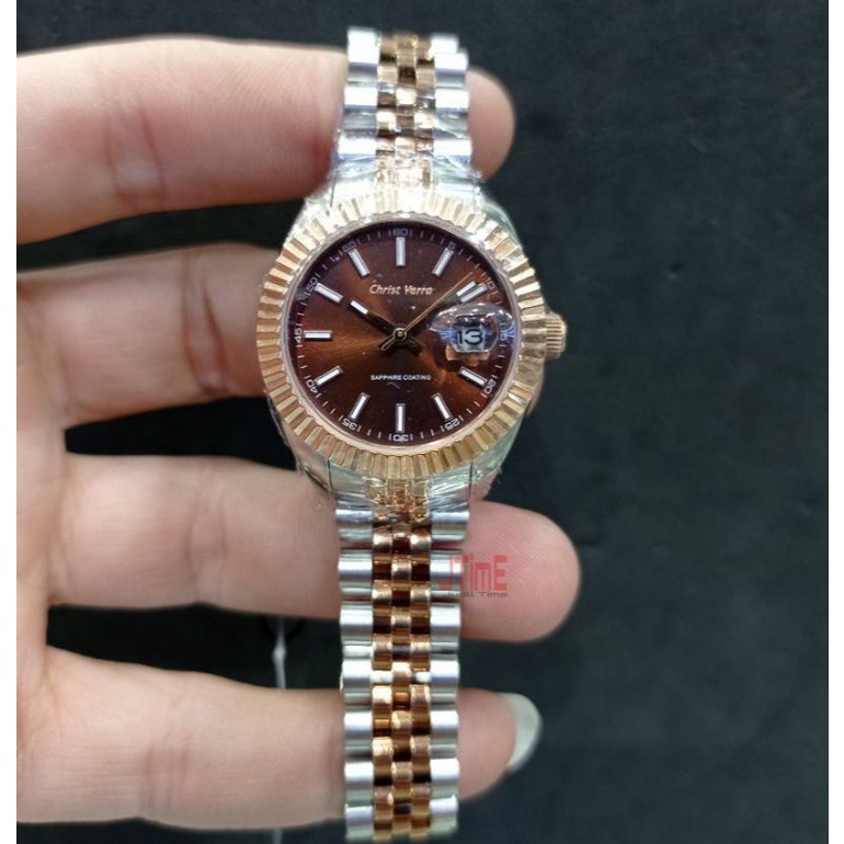 Jam Tangan Wanita Christ Verra CV 75008L Wanita Original Silver Rosegold