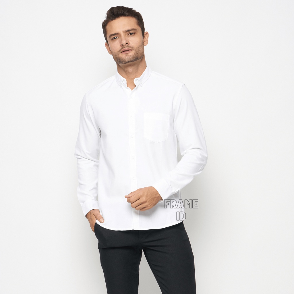 Kemeja Pria Polos Lengan Panjang Slimfit Premium | Kemeja Putih