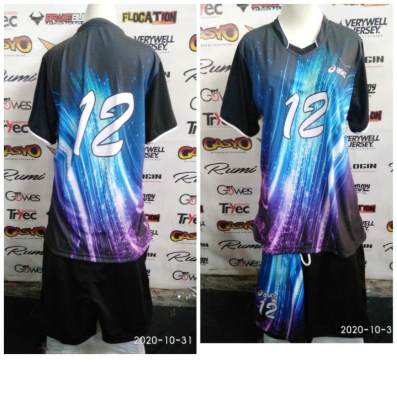 Kostum seragam baju celana voli mizuno cewek bahan kaos volly wanita tebal pe super printing terbaru