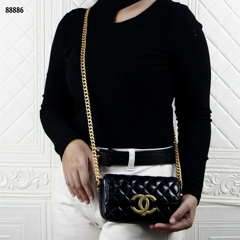 CH MINI FLAP SHINY LAMBSKIN BAG 88886 (FREE MAGNET BOX)