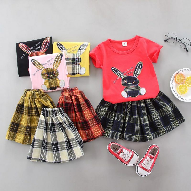 Set anak perempuan 1-4 tahun / Stelan rok anak / Baju anak impor