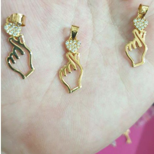 liontin bandul kalung jari love hati saranghae saranghaeyo korea emas asli 375 murah