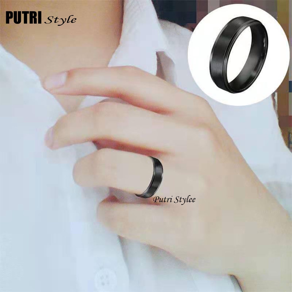 Cincin Titanium Polos Kotak Hitam Pria/Wanita - Cincin Titanium Polos Hitam Terlaris
