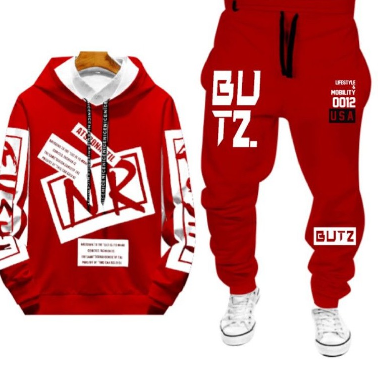 N_S Stelan Pria/Wanita 1Set Hoodie Panjang+Celana Jogger New_Rums