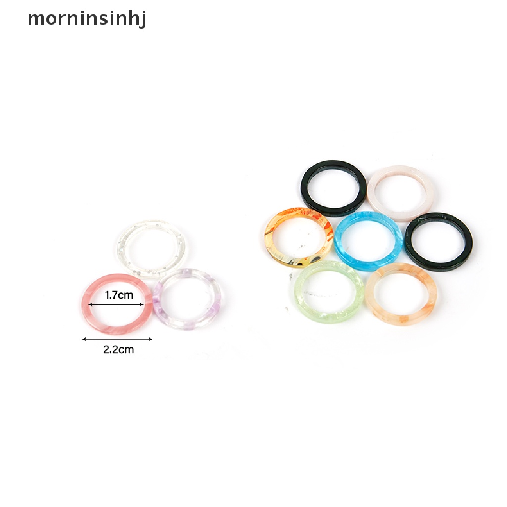 Mornin 10pcs / Lot Cincin Resin Warna-Warni Gaya Korea Untuk Wanita