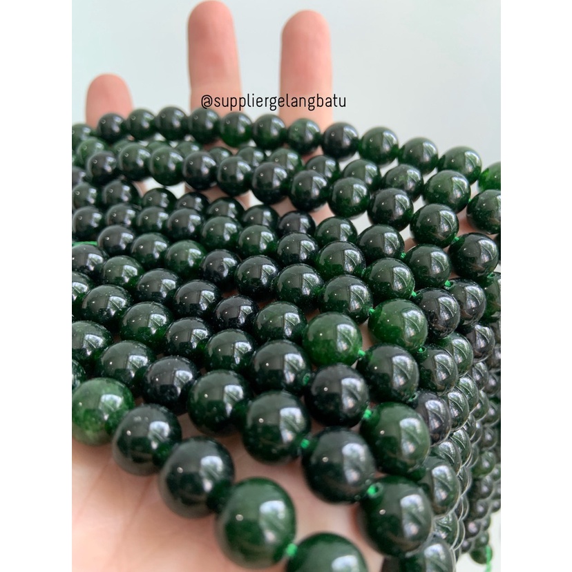 batu black jade aceh serat 10mm renceng kalung gelang akik jade giok bahan kalung gelang kerajinan tangan craft manik