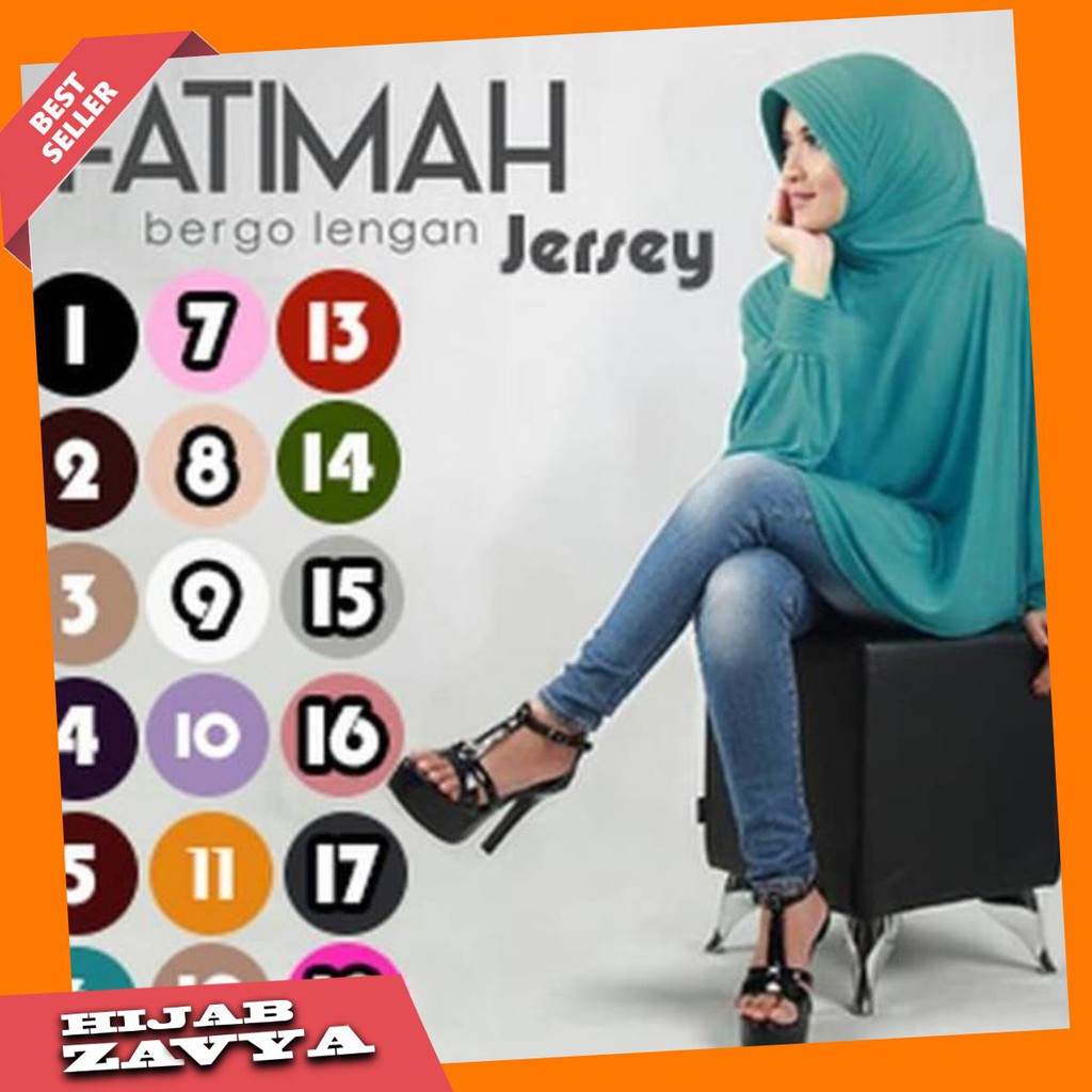 Hijab Instant Jilbab Khimar Syari Fatimah Bergo Lengan Jersey Kerudung Jumbo