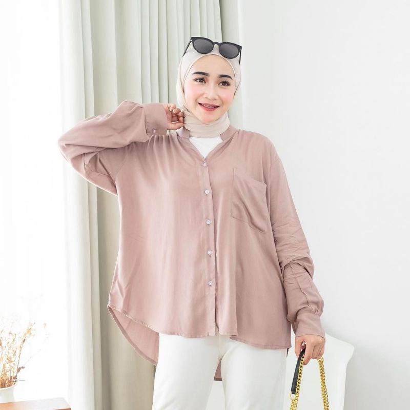 (𝒎𝒊𝒏𝒂𝒉) sunny tunik shirt / kemeja crinkle oversize