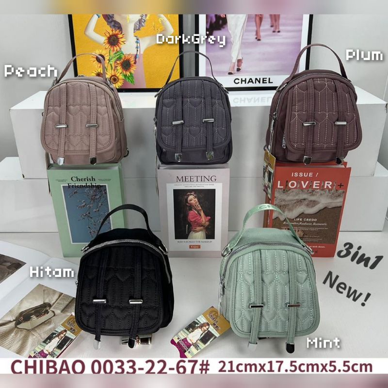 TAS ORI CHIBAO KANVAS 3in1 Ransel Slempang Jinjing CB033 3Sleting (1Tali)
