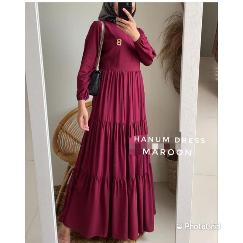 Hanum dress/gamis rayon polos