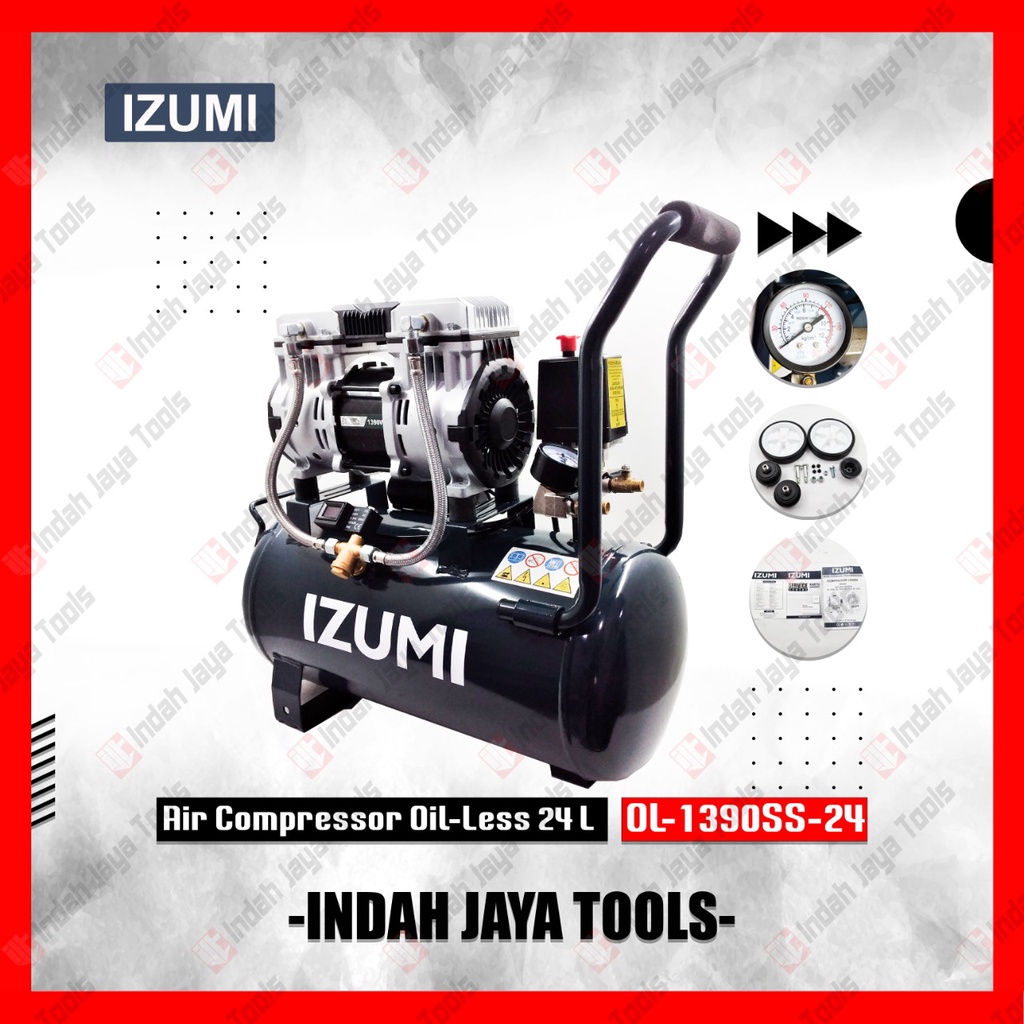 IZUMI OL 1390 24 L Kompresor Angin SILENT HIGH SPEED 1.75 HP Oilless