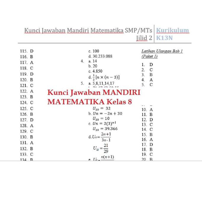 Kunci Jawaban Mandiri Matematika Kelas 7 Ilmusosial Id