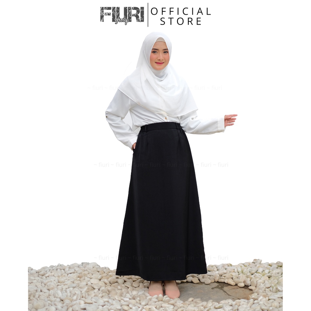 FIURI - Rok Kain Hitam Jumbo Panjang Model A - Rok Kain Model A - A-Line Skrit - Rok Kerja Pelatihan Ospek Perawat Maba Mahasiswa Baru Muslimah Syari Murah Promo Diskon - Rok Dinas - Rok Putih Cokelat Coklat Abu Abu Hitam Besar Big Size