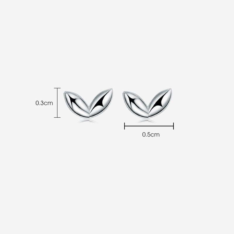 Anting Stud Desain Hati Daun Tauge Gaya Simple Untuk Wanita