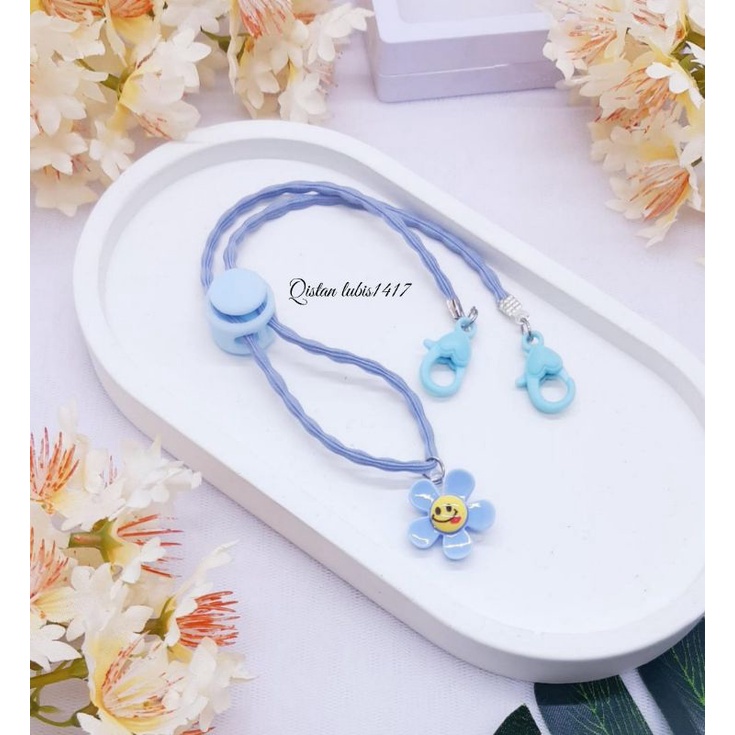 Strap mask elastis bandul Clay Flowers smile n bandul bunga Krisan