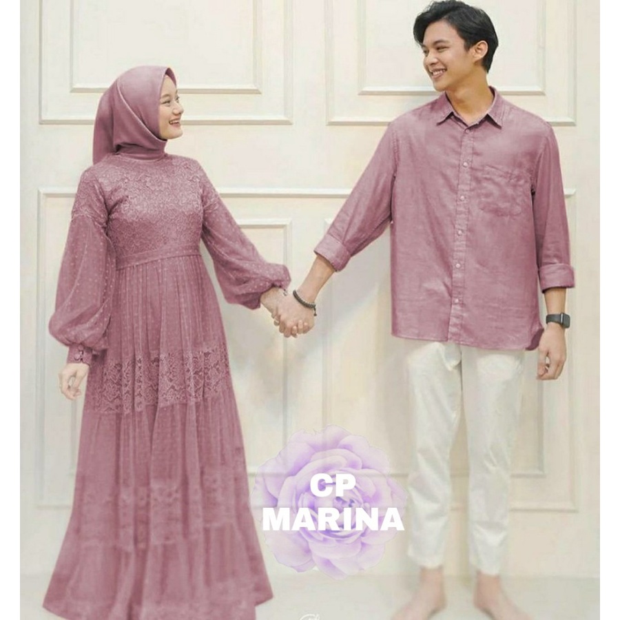 baju couple lebaran 2022 pasangan / kapelan keluarga / fashion muslim terbaru cp marina moscrepe