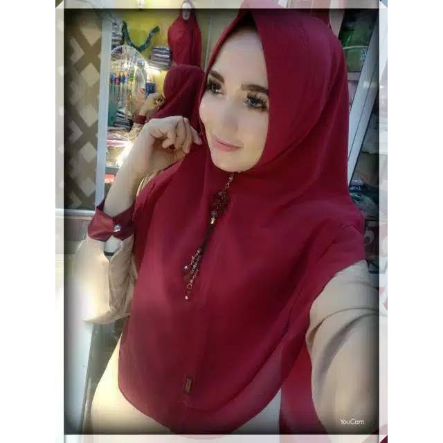 Khimar Ceruty Babydoll 2 Layer Kualitas Premium Import Syari Syar'i Maroon