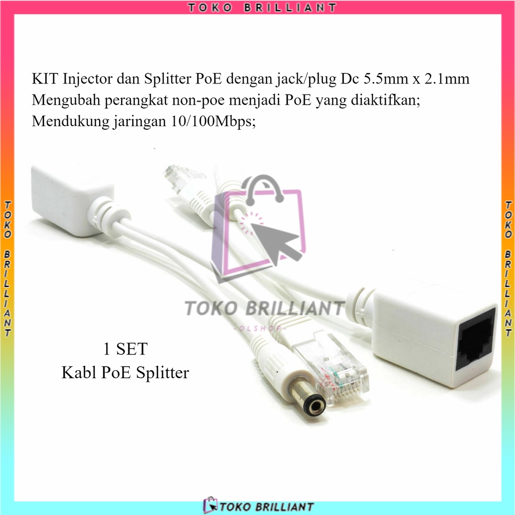 Termurah!!! Kabel POE Injector &amp; POE Splitter (SET) / KABEL POE SET White [Bisa Bayar Ditempat]