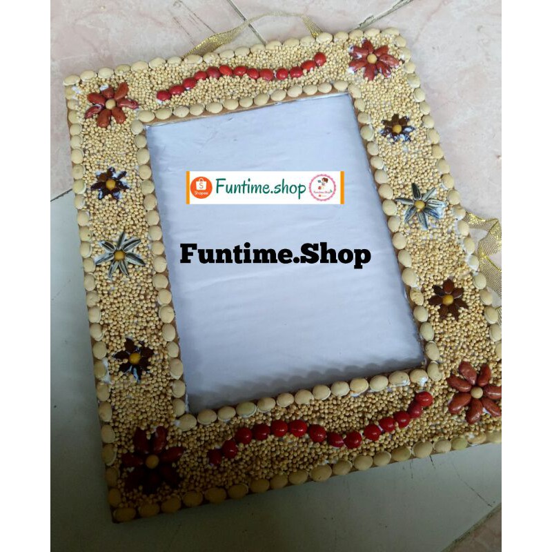 Kolase Biji Bingkai Foto Dari Kardus Bekas 4r Dengan Mika Shopee Indonesia