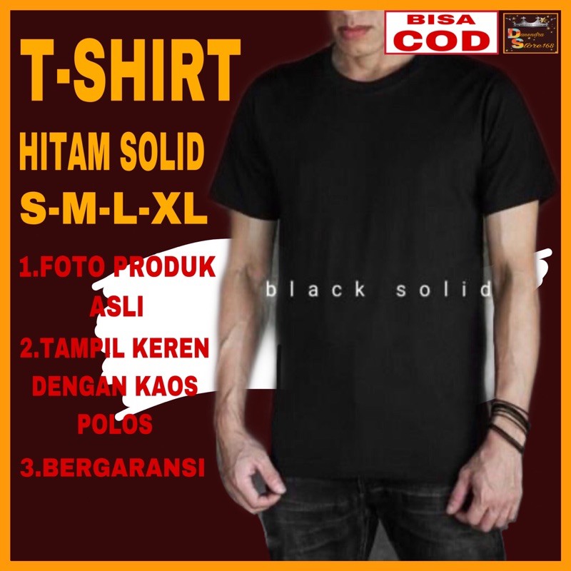 Kaos pria polos hitam,Kaos laki polos cotton combed 30S,Kaos pria black,Baju kaos pria hitam