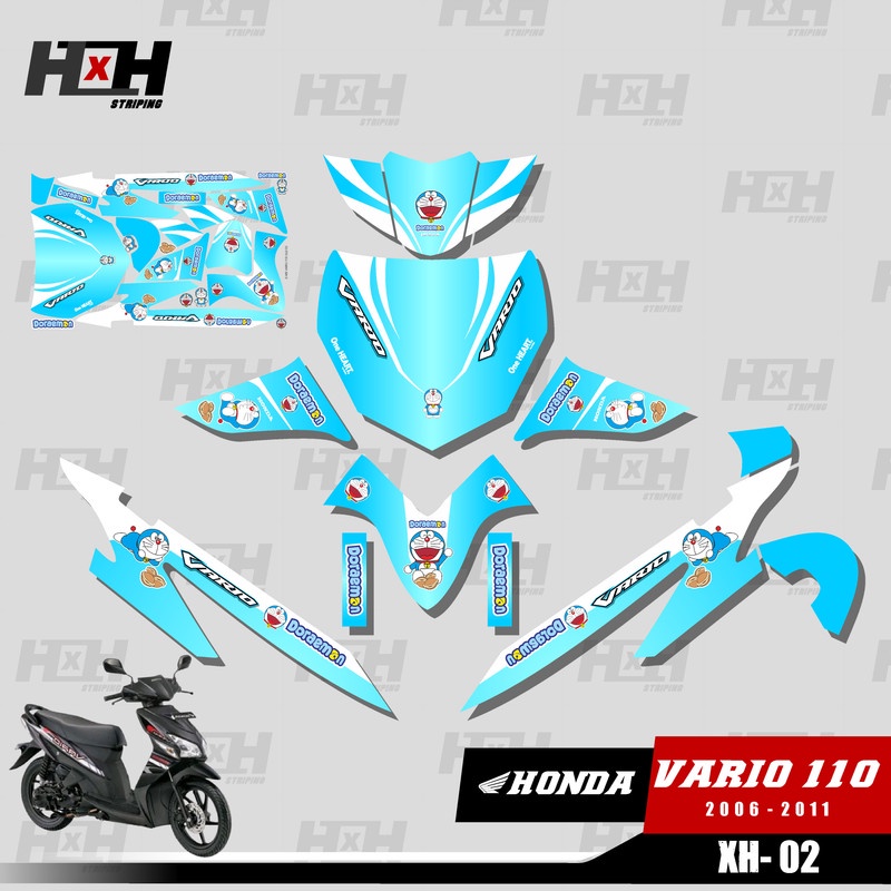 Decal Stiker Fullbody Vario 110 CW Karbu 2006 2007 2008 2009 Sticker Desain XH-02 DORAEMON