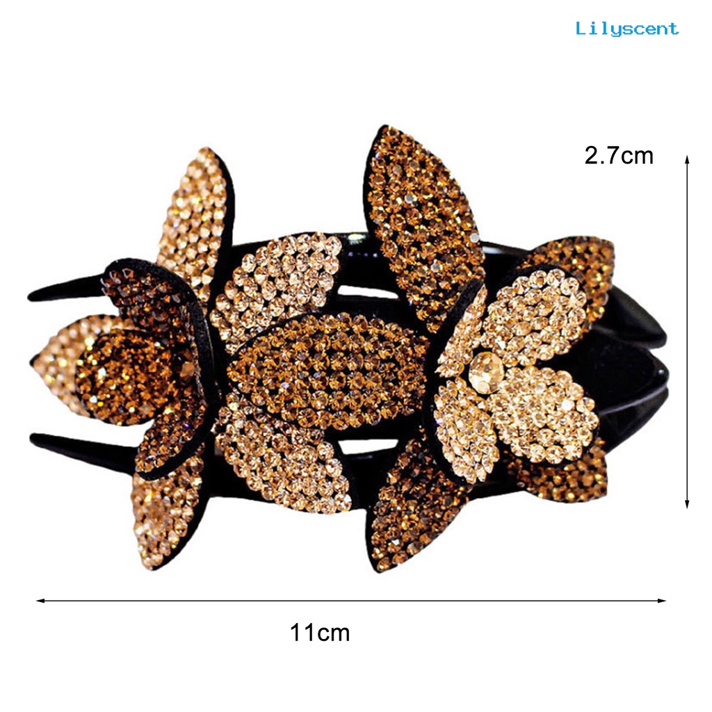 Ls Jepit Rambut Desain Bunga Ganda Duckbill Aksen Berlian Imitasi Untuk Hiasan Kepala