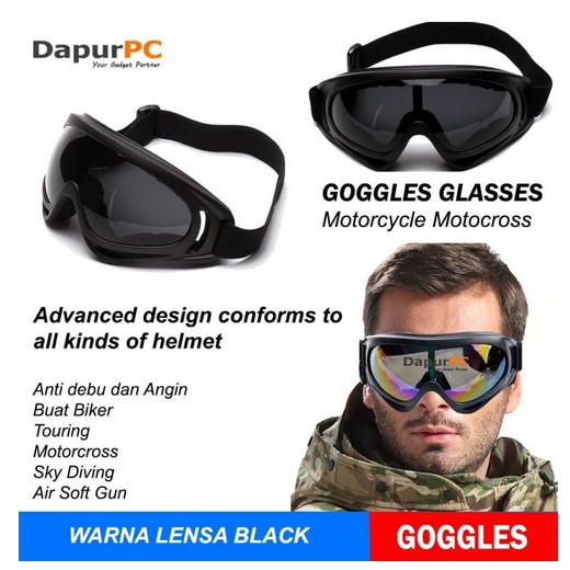 Kacamata SKI MOTOR Googles Pelindung Mata Lensa wide UV helm kaca mata