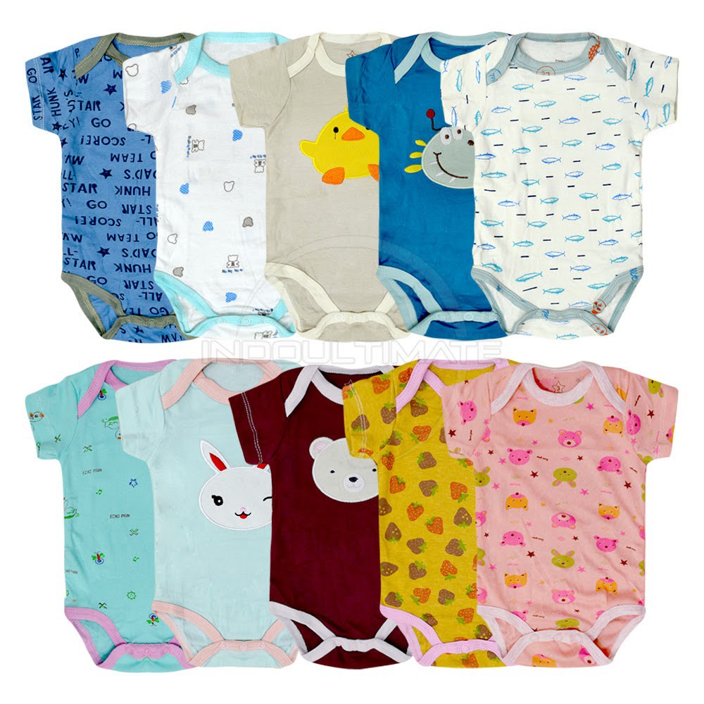 5Pcs Jumsuit Bayi Lengan Pendek BC-01-7 Jumper Bayi Bodysuit Bayi Jumpsuit Anak Bayi Baju Tidur Bayi-2