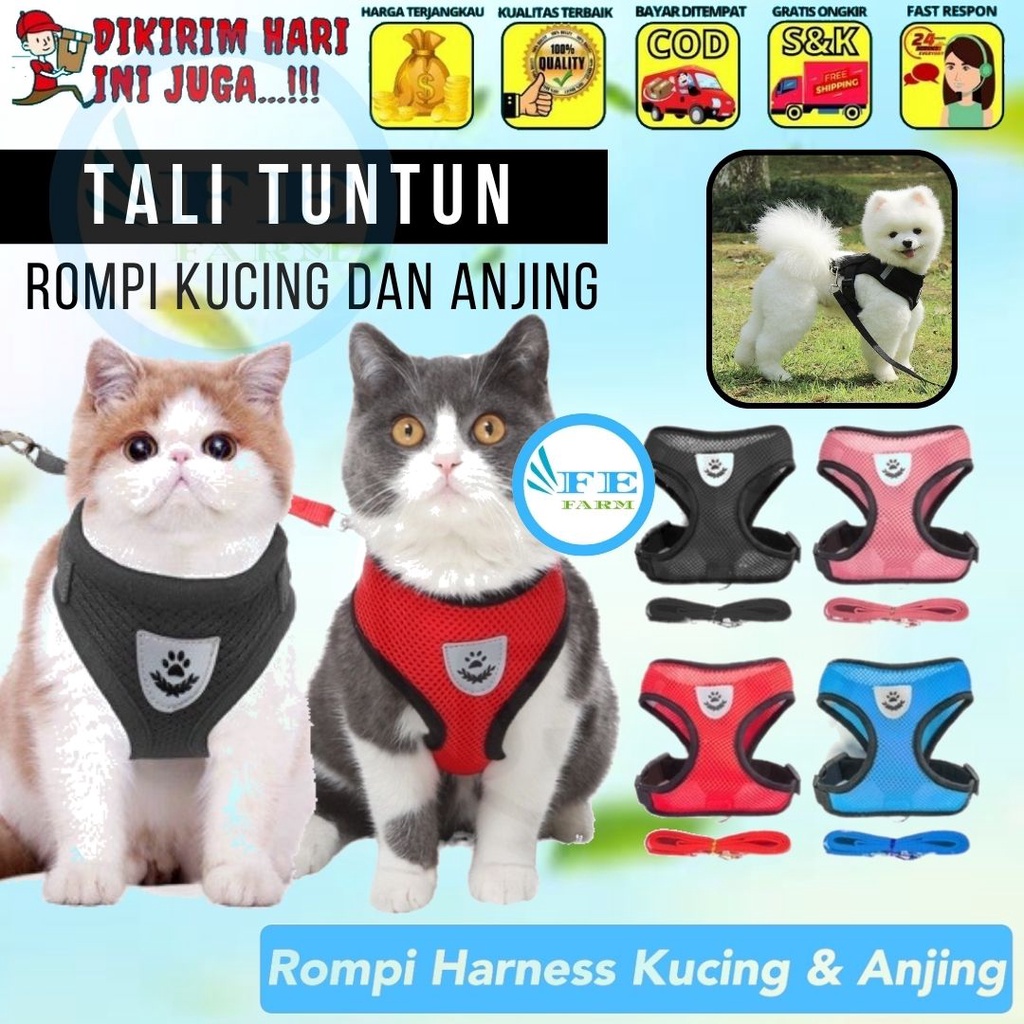 TALI KUCING HARNESS ROMPI ANJING KUCING TALI TUNTUN FEFARM