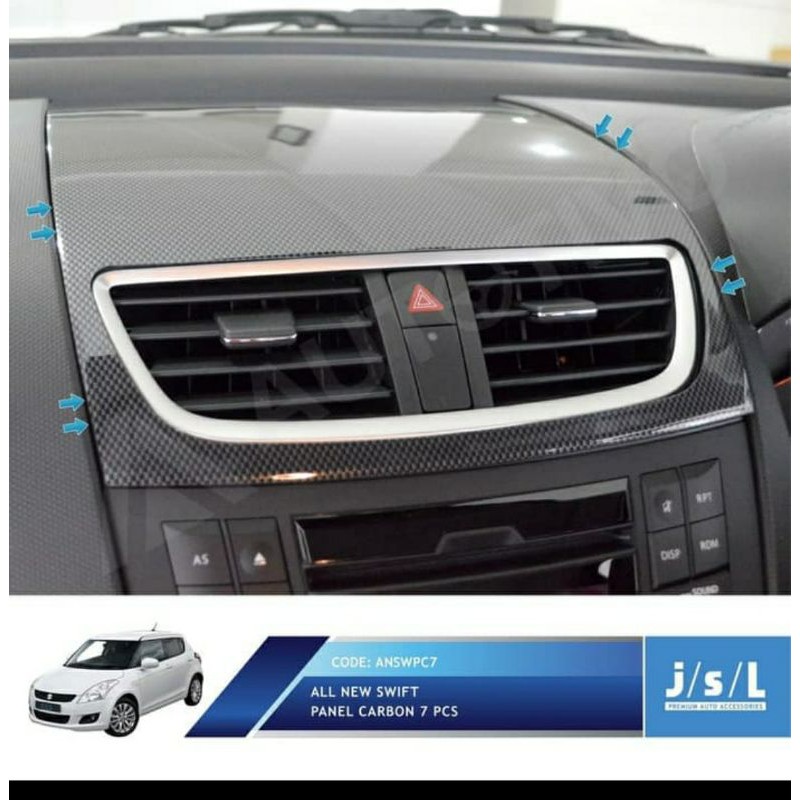 Panel carbon dashboard 7 pcs suzuki all new swift jsl