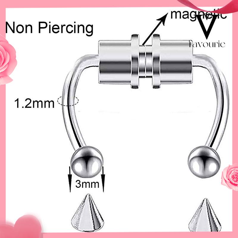 [COD]Stainless Steel Magnet Cincin Hidung Palsu Bentuk Horseshoe Baja Titanium Non Pierced Nose Studs-FA
