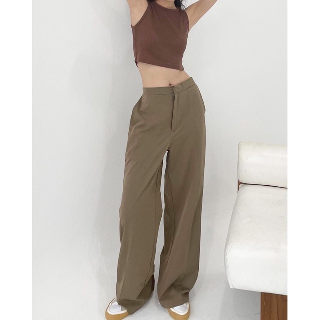 Abby Pants-high waist straight trousers