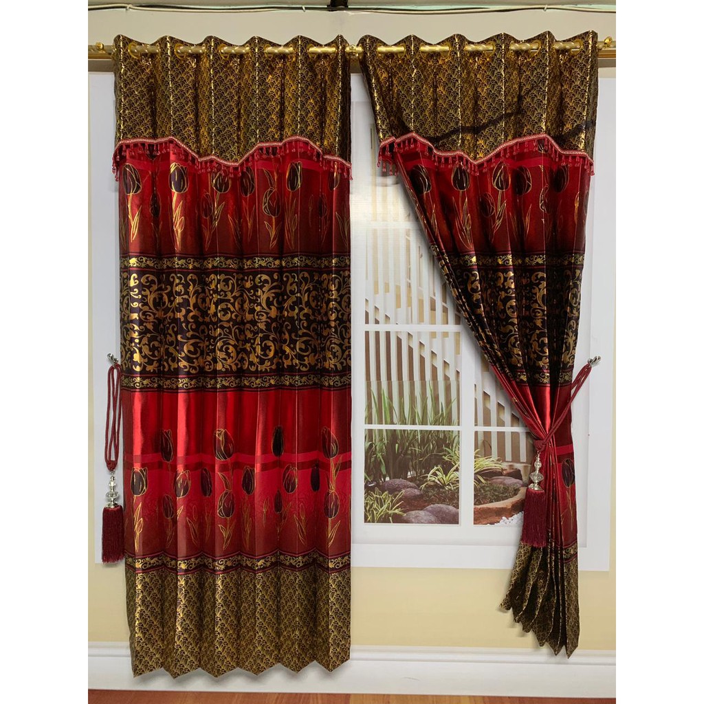 Gorden Bahan Blackout Type Special Merah Smokering Poni uk 100X220