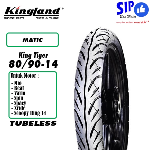 Ban motor matic Kingland King Tiger 80 90 14 tubeless beat mio vario