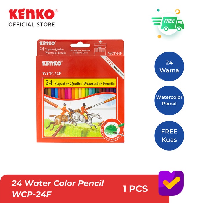 

WARNAPENSIL- KENKO 24 COLOR PENCIL WATER WCP-24F PAPER BOX CLASSIC/FANCY -PENSIL WARNA