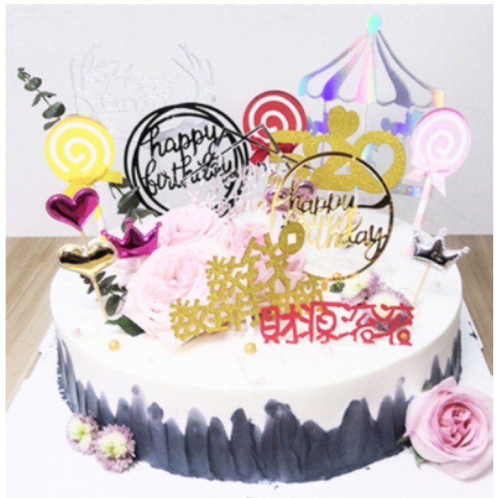 Happy Birthday Acrylic Cake Topper Dekorasi Cantik Golden Silvery Letters Cupcake Decor Birthday Party Supplies