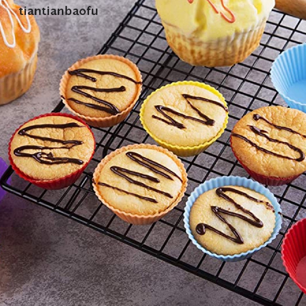 Cetakan Kue Muffin Cupcake Bentuk Bulat Bahan Silikon Untuk Dapur