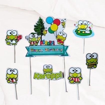 topper toper hiasan tusukan kue cake ulang tahun happy birthday karakter keropi keroppi