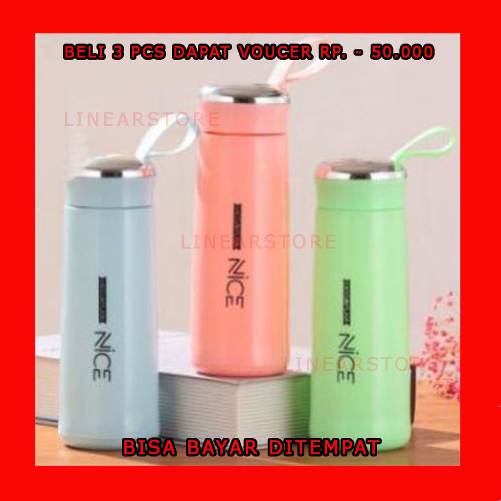 COD - Termos Air Botol Kaca Menjaga Suhu Minuman Pasilitas 400 ml - Botol Air minum Kaca kapasitas 4