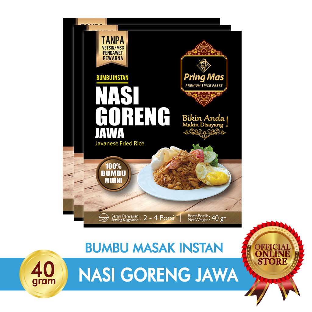

Pring Mas Bumbu Nasi Goreng Jawa 2-4 Porsi - Halal MUI