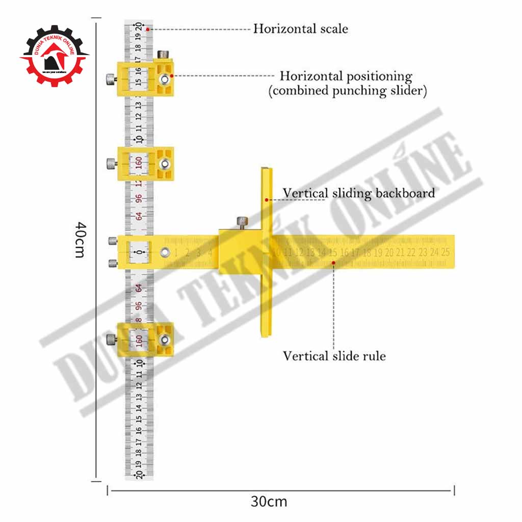

Penggaris Penanda Bor Marking Drill dengan 4 Pin Locator - Kuning