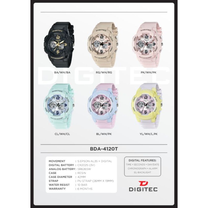 Jam Tangan Wanita Digitec Original 4120 Tahan Air Gratis Ongkir COD