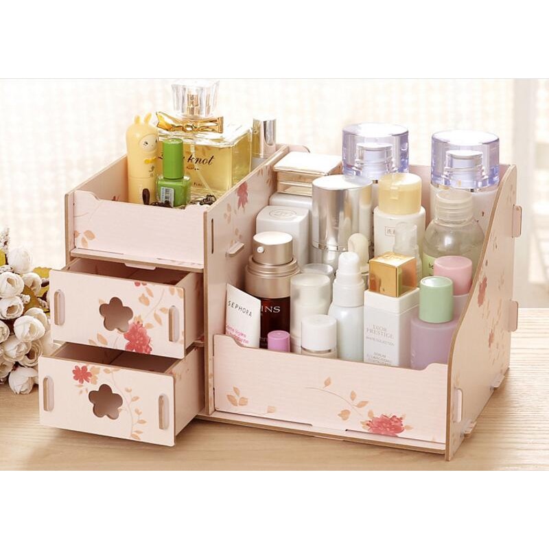 Rak kosmetik bahan kayu Desktop storage UKURAN BESAR 36 x 21 x 18