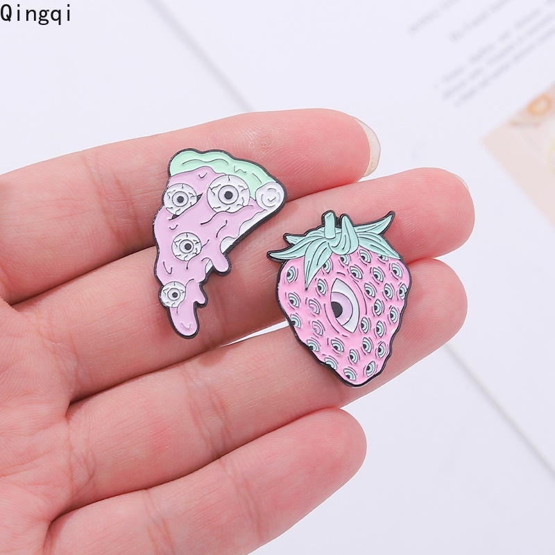 Bros Pin Enamel Desain Kartun Tengkorak Butterfly Siput Strawberry Mawar Untuk Wanita
