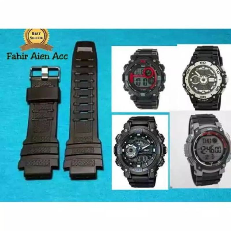 TALI JAM TANGAN Q&amp;Q M133 RUBBER STRAP QNQ M133 TALI JAM QQ M133