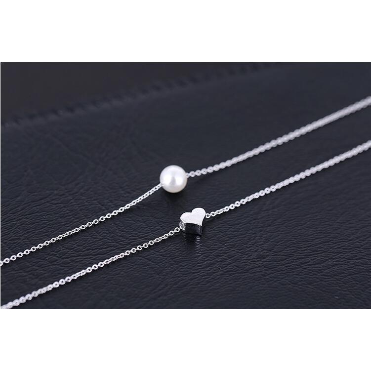 Kalung Liontin Mutiara Hati Pearl Heart Pendant Necklace Charm Multilayer Chain Necklaces Women Jewelry Accessories