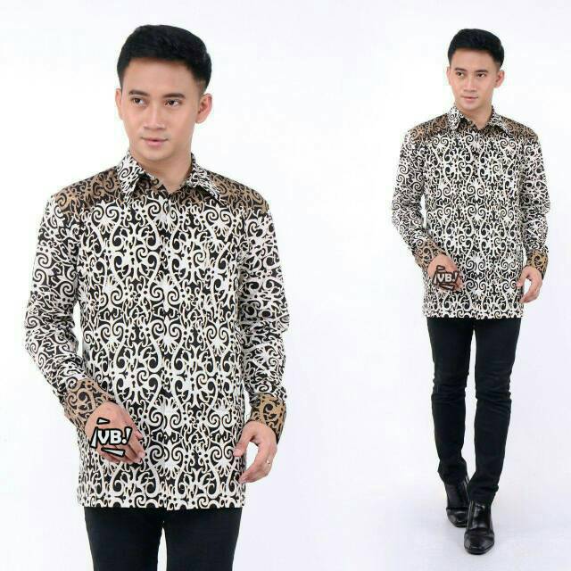 RUZZA Kemeja Batik Pria PPBTK07 Modern Lengan Panjang SERAGAM COUPLE