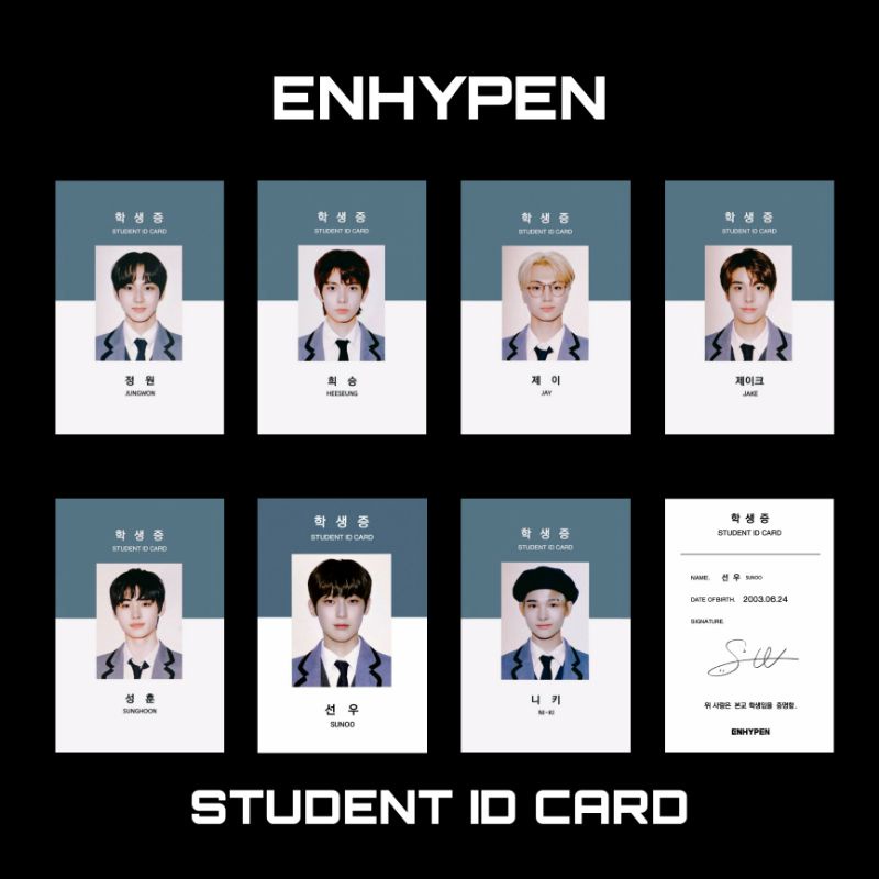 [PHOTOCARD] : UNOFFICIAL ENHYPEN STUDENT ID CARD